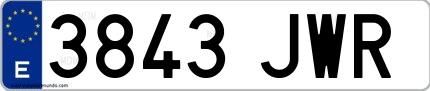 Ejemplo de matrícula española 3843 JWR