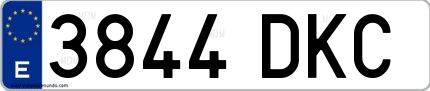 Ejemplo de matrícula española 3844 DKC