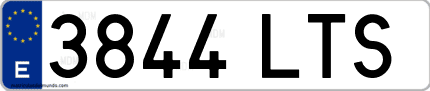 Ejemplo de matrícula de coche ordinaria 3844 LTS