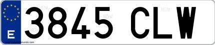 Ejemplo de matrícula española 3845 CLW