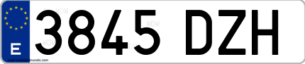 Ejemplo de matrícula de coche ordinaria 3845 DZH