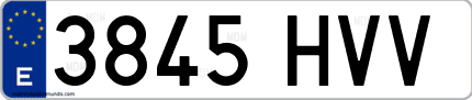 Ejemplo de matrícula de coche ordinaria 3845 HVV