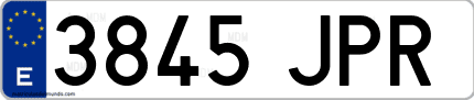 Ejemplo de matrícula de coche ordinaria 3845 JPR