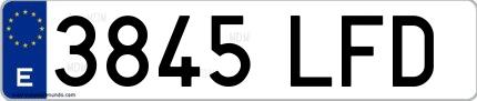 Ejemplo de matrícula española 3845 LFD
