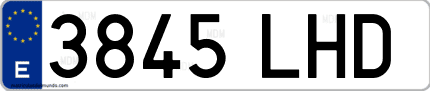 Ejemplo de matrícula de coche ordinaria 3845 LHD