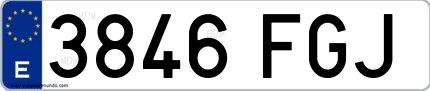 Ejemplo de matrícula española 3846 FGJ