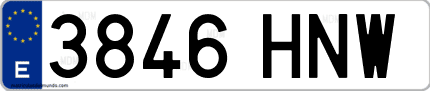 Ejemplo de matrícula de coche ordinaria 3846 HNW