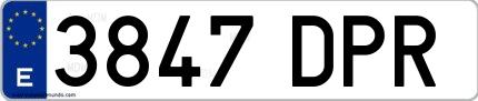 Ejemplo de matrícula española 3847 DPR