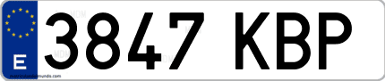 Ejemplo de matrícula de coche ordinaria 3847 KBP