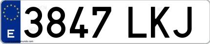 Ejemplo de matrícula española 3847 LKJ