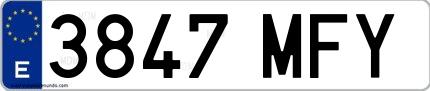 Ejemplo de matrícula española 3847 MFY