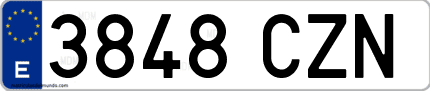 Ejemplo de matrícula de coche ordinaria 3848 CZN