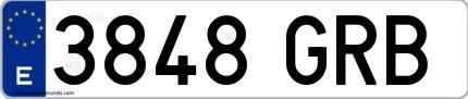Ejemplo de matrícula española 3848 GRB