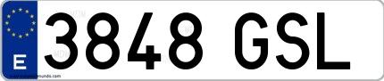 Ejemplo de matrícula española 3848 GSL