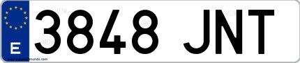 Ejemplo de matrícula española 3848 JNT