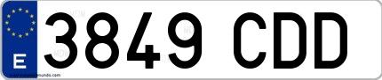 Ejemplo de matrícula española 3849 CDD
