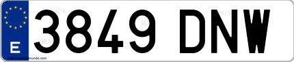 Ejemplo de matrícula española 3849 DNW