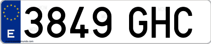 Ejemplo de matrícula de coche ordinaria 3849 GHC