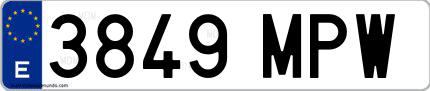 Ejemplo de matrícula española 3849 MPW