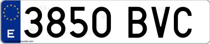 Ejemplo de matrícula española 3850 BVC