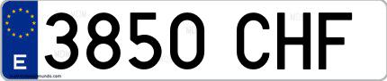 Ejemplo de matrícula española 3850 CHF