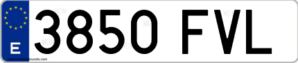 Ejemplo de matrícula de coche ordinaria 3850 FVL