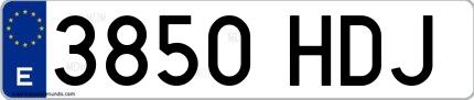 Ejemplo de matrícula española 3850 HDJ