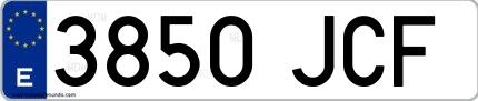 Ejemplo de matrícula española 3850 JCF