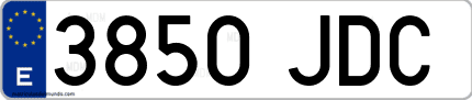Ejemplo de matrícula de coche ordinaria 3850 JDC