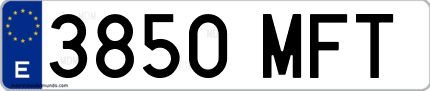 Ejemplo de matrícula de coche ordinaria 3850 MFT