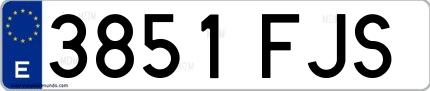 Ejemplo de matrícula española 3851 FJS