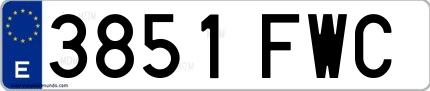 Ejemplo de matrícula española 3851 FWC