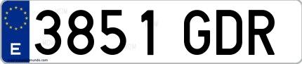 Ejemplo de matrícula española 3851 GDR