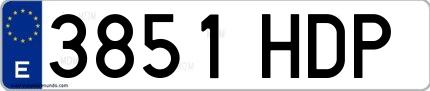 Ejemplo de matrícula española 3851 HDP