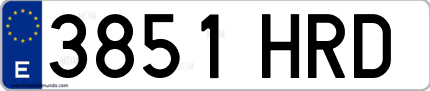 Ejemplo de matrícula de coche ordinaria 3851 HRD