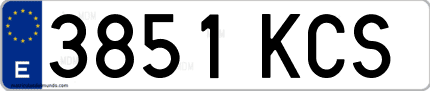 Ejemplo de matrícula de coche ordinaria 3851 KCS
