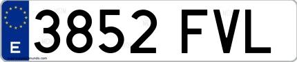 Ejemplo de matrícula española 3852 FVL