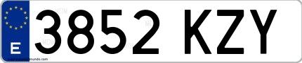 Ejemplo de matrícula española 3852 KZY