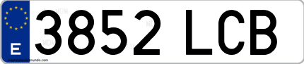 Ejemplo de matrícula de coche ordinaria 3852 LCB