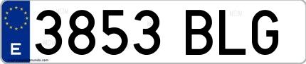 Ejemplo de matrícula de coche ordinaria 3853 BLG