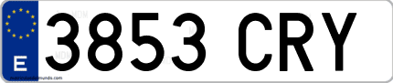 Ejemplo de matrícula de coche ordinaria 3853 CRY
