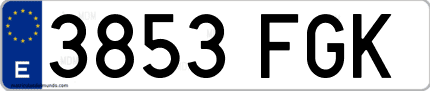 Ejemplo de matrícula de coche ordinaria 3853 FGK
