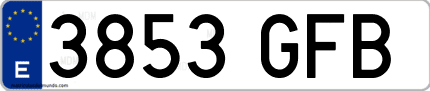 Ejemplo de matrícula de coche ordinaria 3853 GFB
