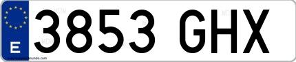 Ejemplo de matrícula española 3853 GHX