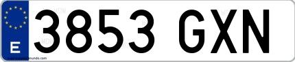 Ejemplo de matrícula española 3853 GXN