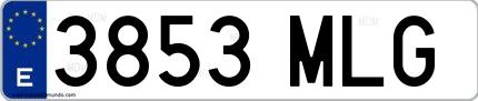 Ejemplo de matrícula española 3853 MLG