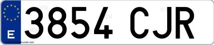 Ejemplo de matrícula española 3854 CJR