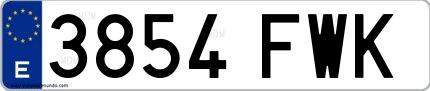 Ejemplo de matrícula española 3854 FWK