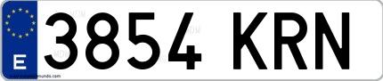Ejemplo de matrícula española 3854 KRN