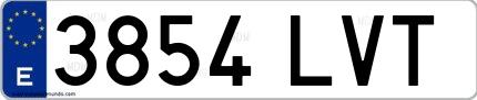 Ejemplo de matrícula española 3854 LVT
